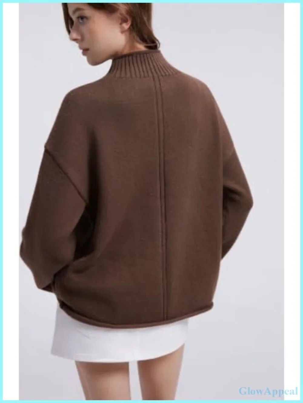 Cashmere Blend Oversized Mock Neck Pullover Sweater Women Loose Knit Top